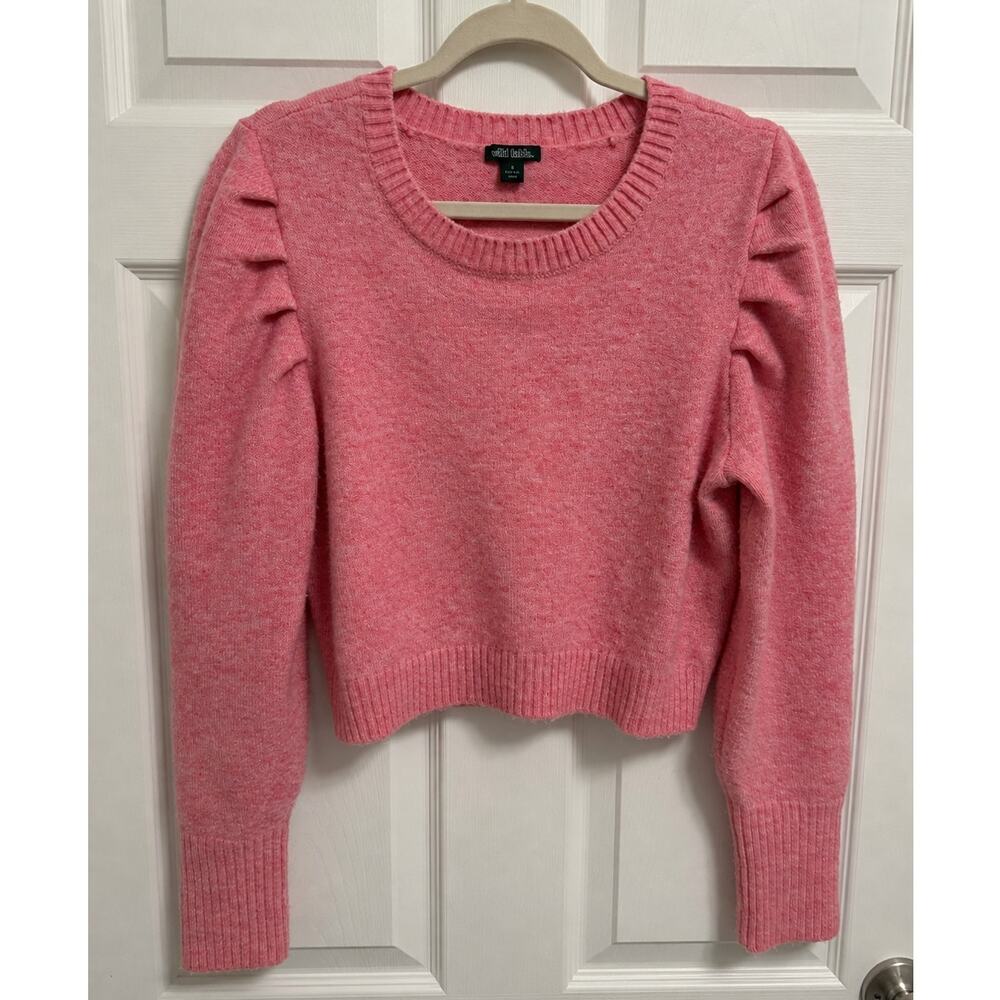 Wild Fable Pink Puff Sleeve Cropped Sweater Size Small